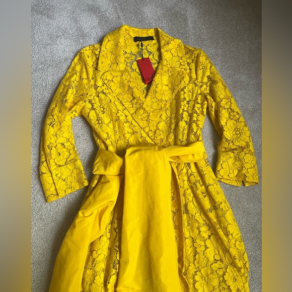 Carolina Herrera Bright Yellow Lace Maxi Dress with Statement Bow Carolina Herrera Bright Yellow Lace Maxi Dress with Statement Bow
